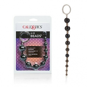 X 10 Beads Graduated Anal Beads 11 Inch Black